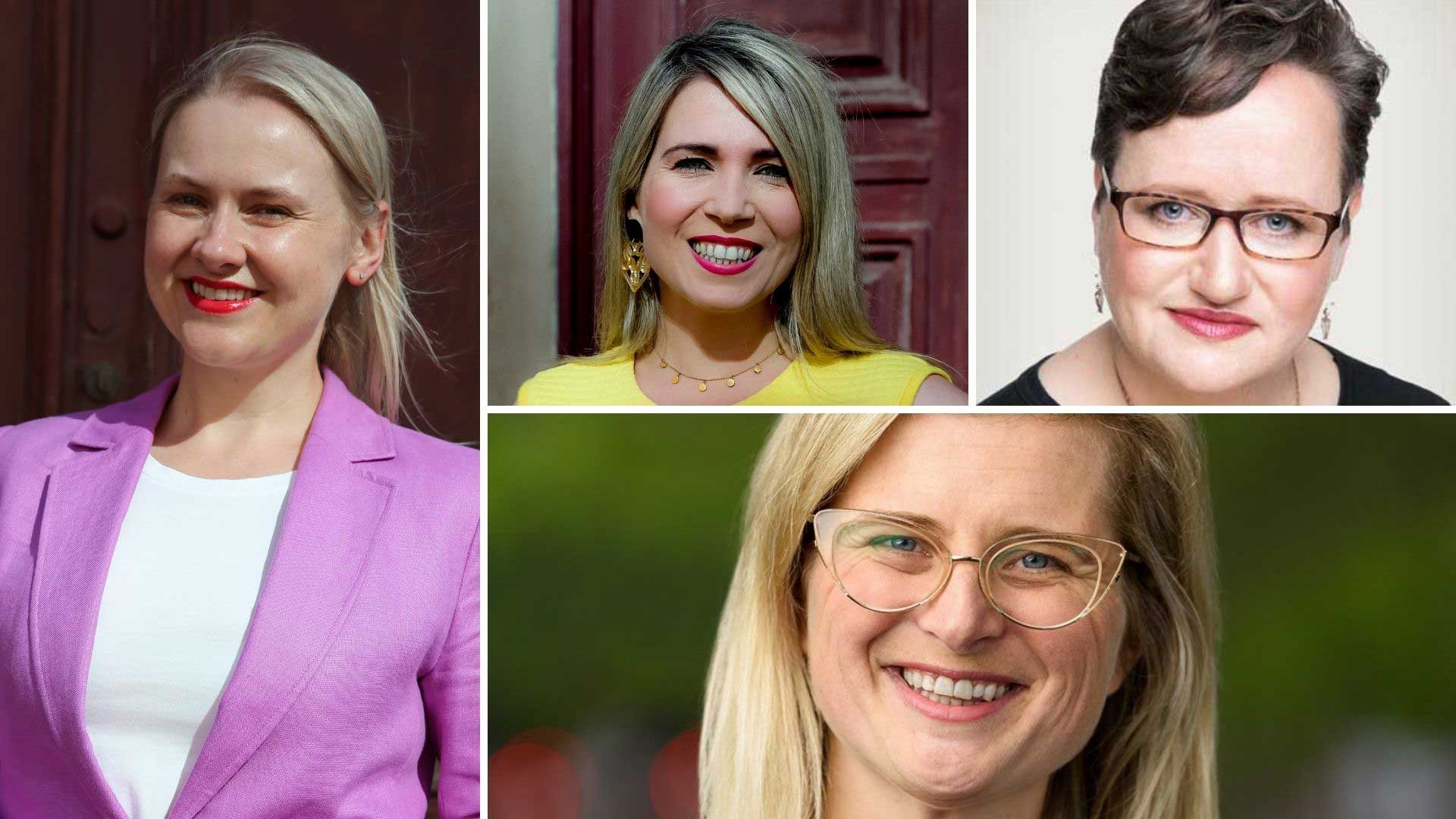 Collage of photos: four female Councillors