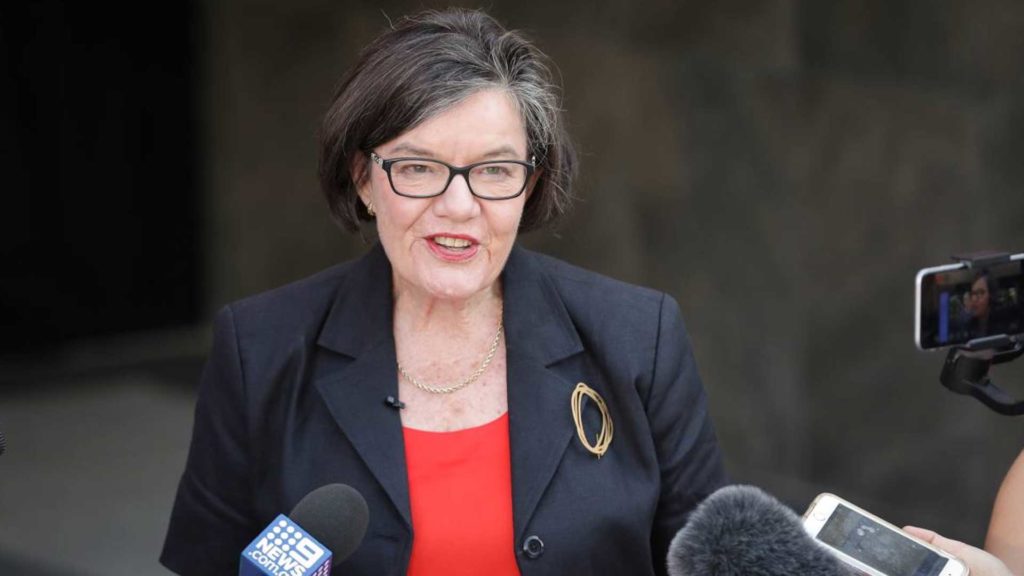 Photo of Cathy McGowan giving a media interview