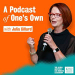 Photo of Julia Gillard holding microphone