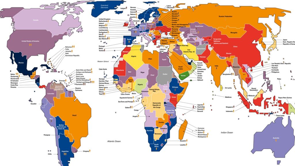 Graphic of a colour coded map of the world