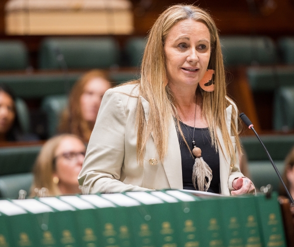 Photo of Sue-Anne Hunter speaking in Victorian Parliament