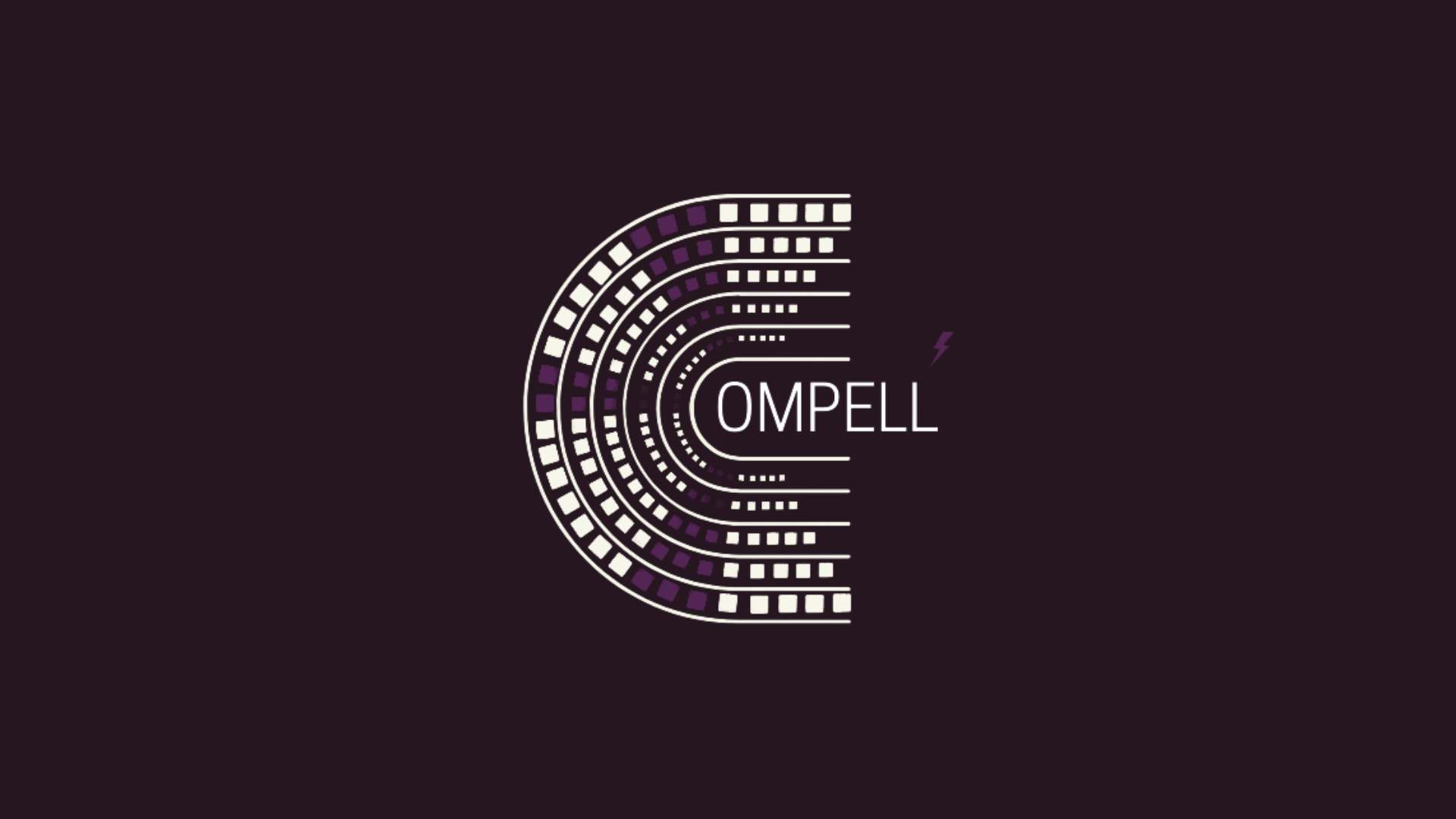 compell logo against dark brown background