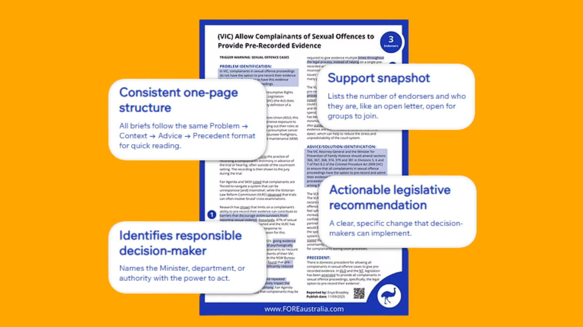 Image of an A4 text based document on a bright orange/yellow background